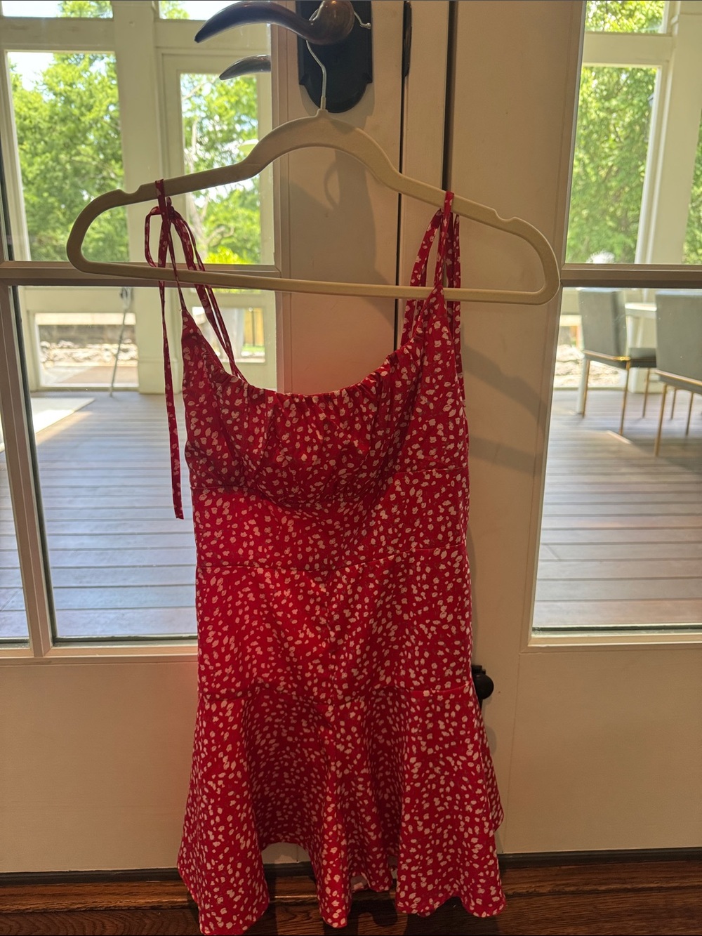 Red Floral Mini Dress with Tie Straps
